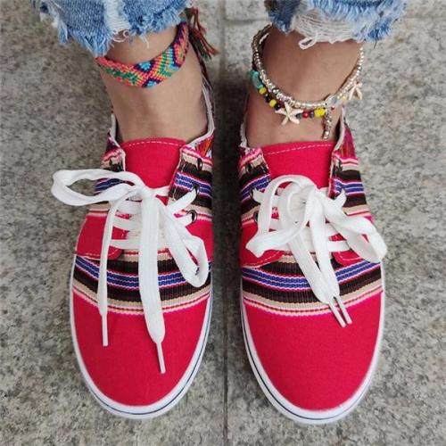 Women's Ethnic style Lace-up Skate Shoes Large Size Sneakers