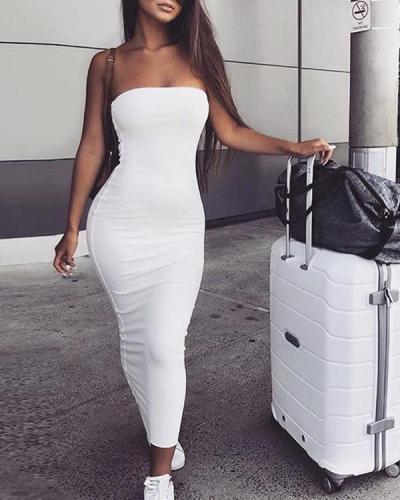 Sexy Solid Bodycon Tube Dress