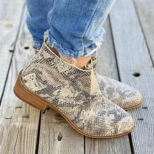 Low-heel chunky heel pointed elastic boots