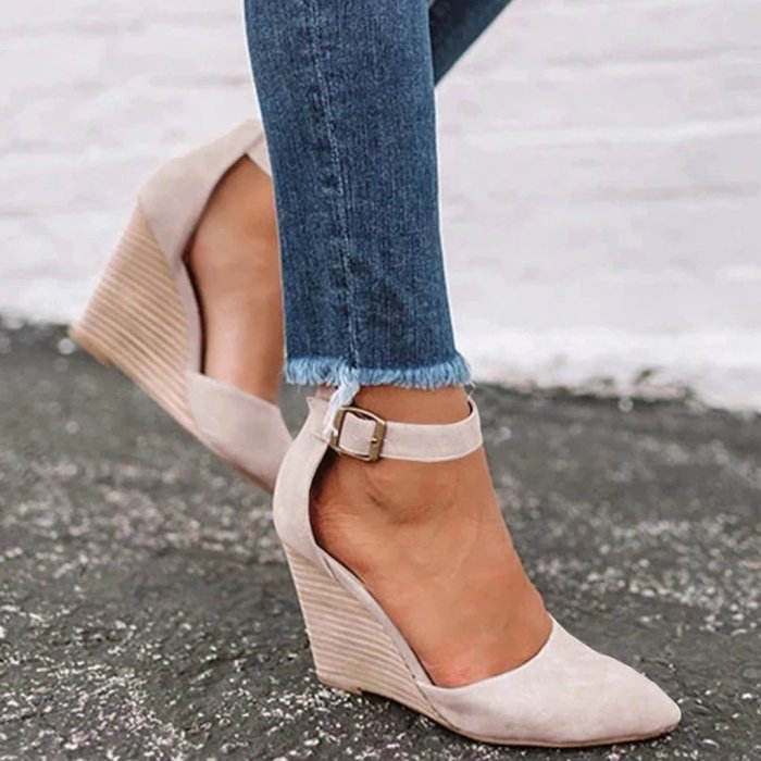 Summer Classic Wedge Pumps Ankle Strap Heels Sandals