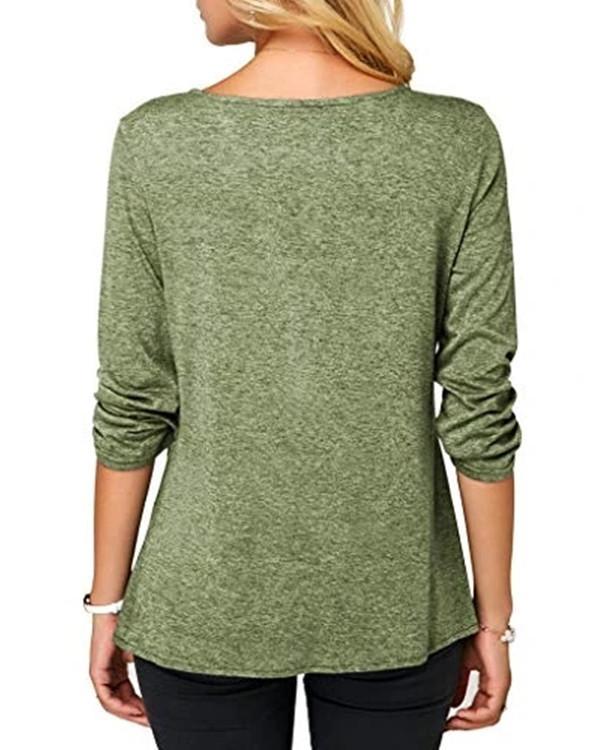 Women Long Sleeve Round Neck Solid Sweater Tops