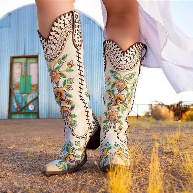 square heel slip on boots