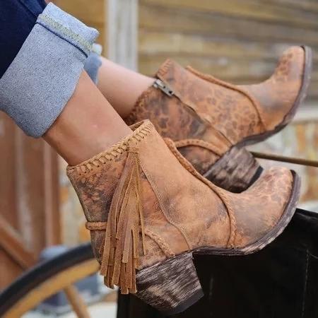 Women Comfy Vintage Slip-on Booties Shoes