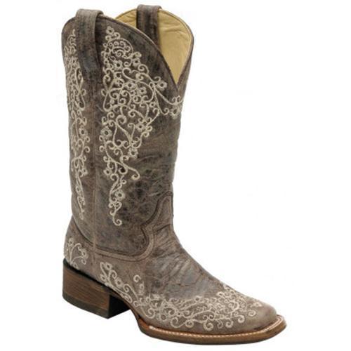 Vintage Low Heel Flower Printed Boots