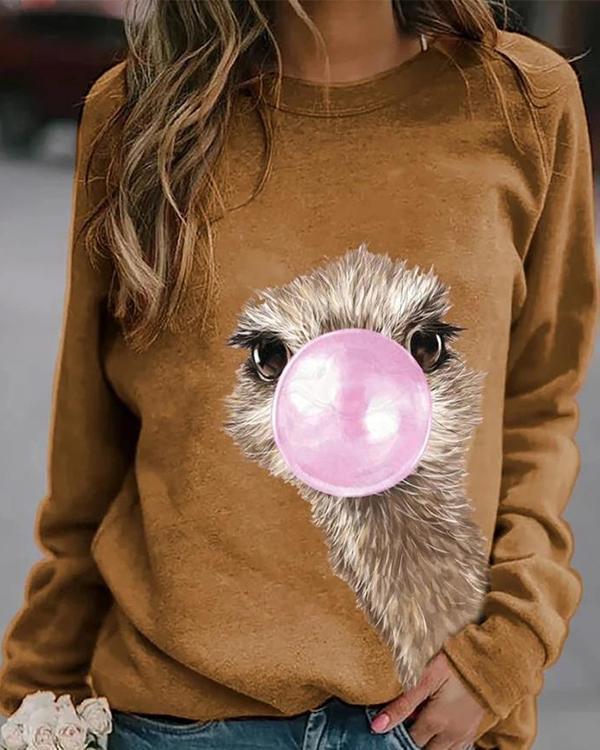 Animal Cute Round Neckline Sweatshirts