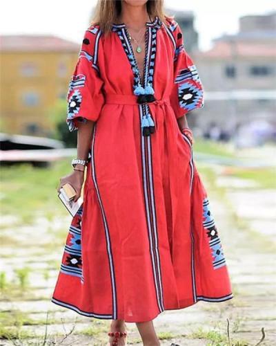 Vacation Tribal Printed Woman Maxi Dresses