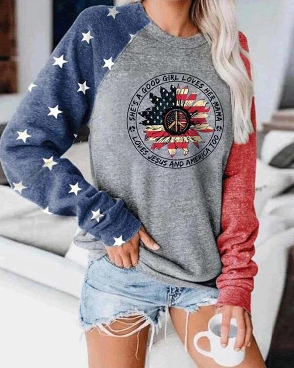 She's A Good Girl Loves Her Mama Loves Jesus And America Too Color Block Top