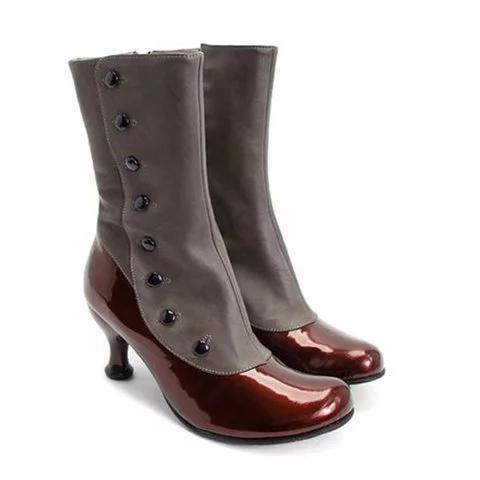 Women's Vintage Leather Platform High Heels Punk Boots