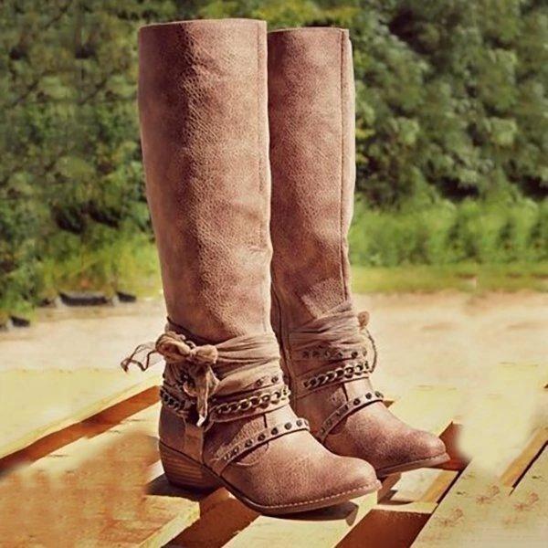 Women Vintage Booties Casual Zipper Boots