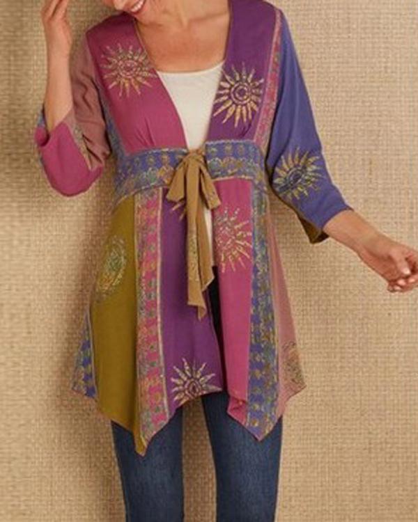 Women Autumn Plus size Long Sleeve Printed Outerwear