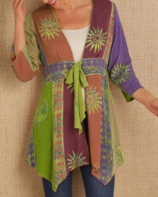 Women Autumn Plus size Long Sleeve Printed Outerwear