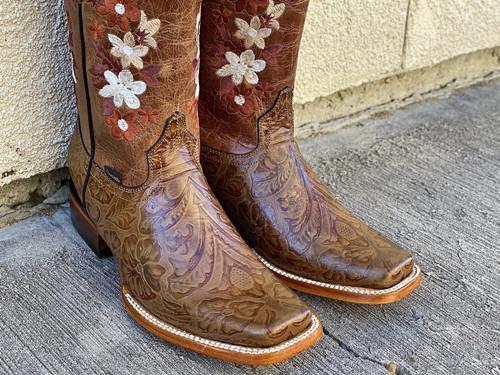 Flower Hand Tooled Boots