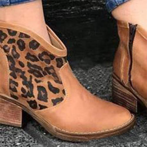 Women Slip On Leopard Printed Boots