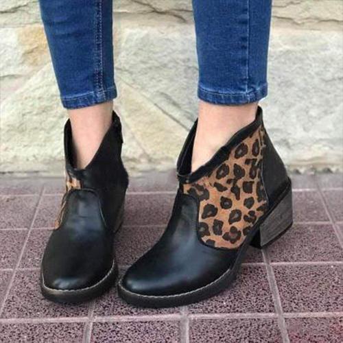 Women Slip On Leopard Printed Boots