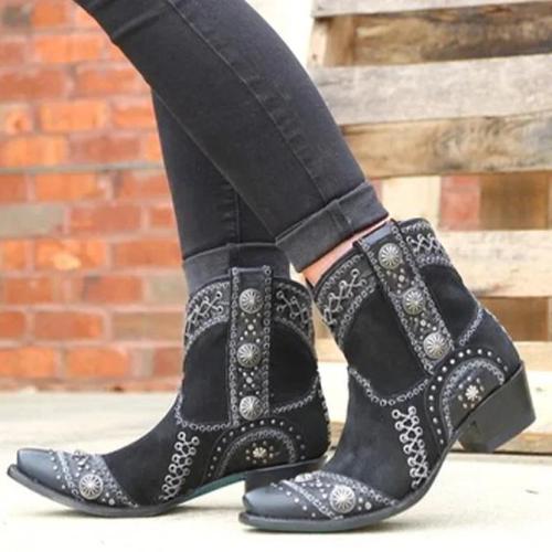 Outdoor Artificial Leather Embroidery Boots