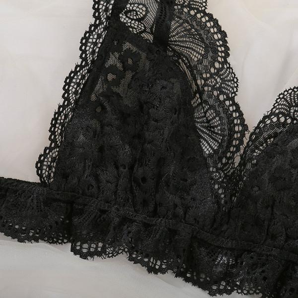 Women Sexy Lingerie Black Lace Bralette Set