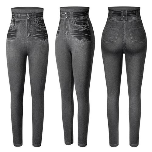 Faux Denim Leggings High Waist Fashion Slim Seamless Leggings Sexy Long Jeans