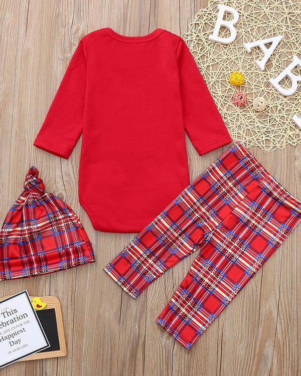 Baby's Cotton Christmas Santa Claus Plaid Parent-Child Loungewear