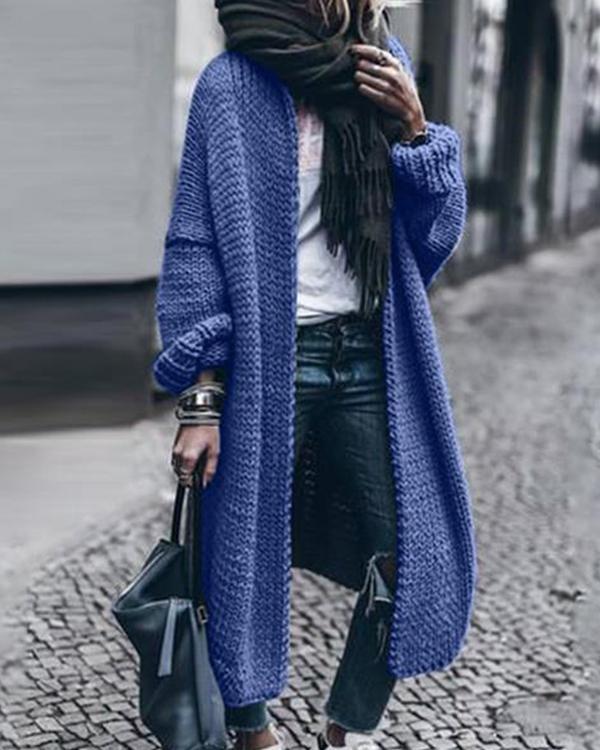 Casual Loose Long-Sleeved Knitted Cardigan