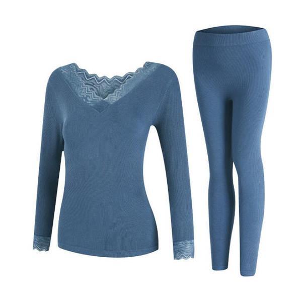 Warm Thermal Underwear Sexy Lace Thermal Shaping Set
