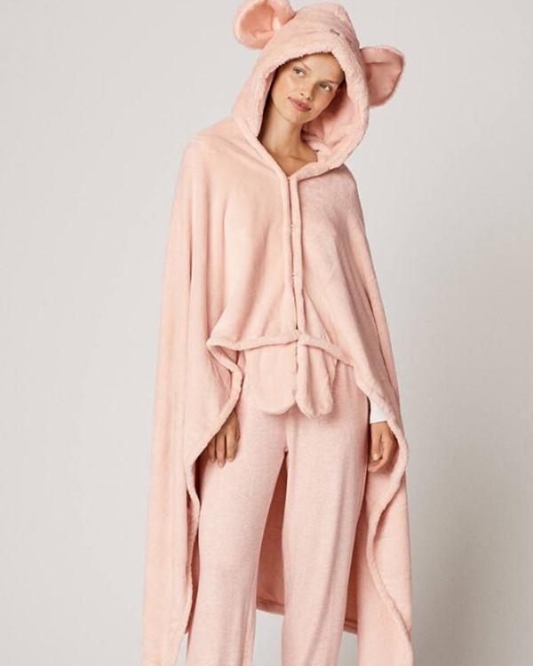 Pink Robe Flannels Soft Pajamas With Pockets