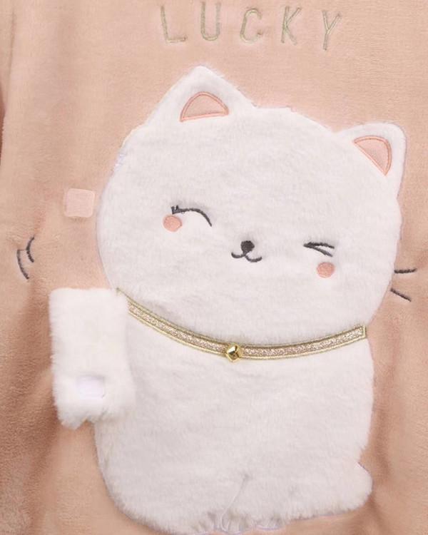 Long Sleeve Soft Cute Cat Pajamas Suit