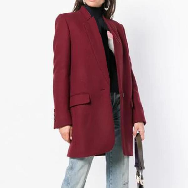 Solid Color Stand-Up Collar Pocket Coat