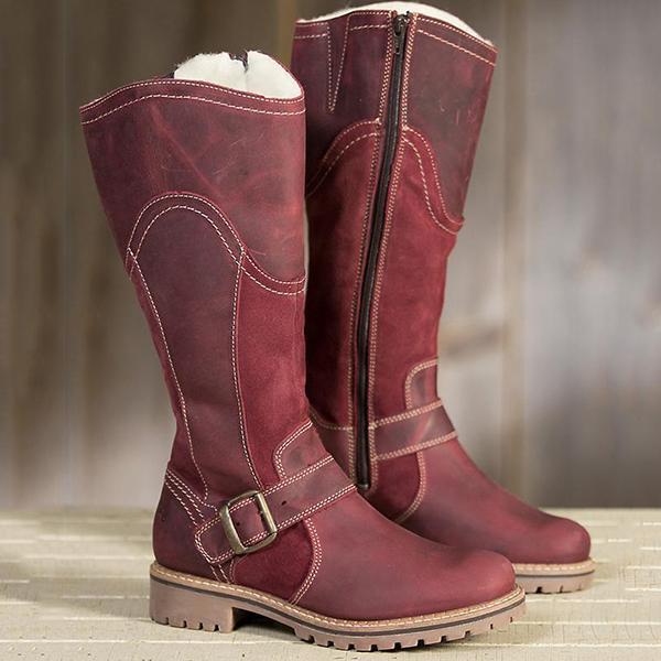 *Womens Winter Zipper Fur Mid-calf Warm Boots