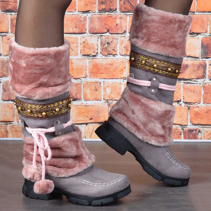 Women Nation Warm Platform Mid-Calf Snow Boots