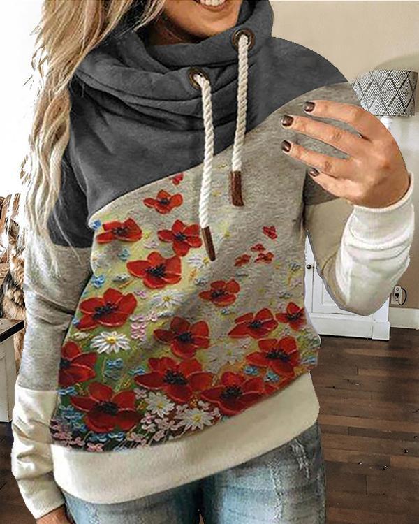 Long Sleeve Floral Floral-Print Casual Sweatshirt