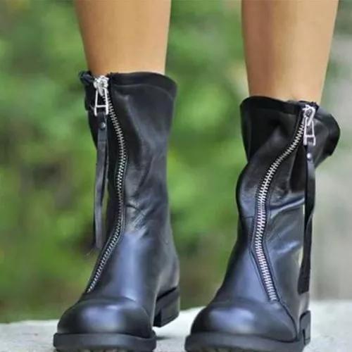 Women's Zipper Ankle Boots Low Heel Boots
