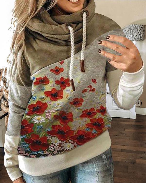 Long Sleeve Floral Floral-Print Casual Sweatshirt