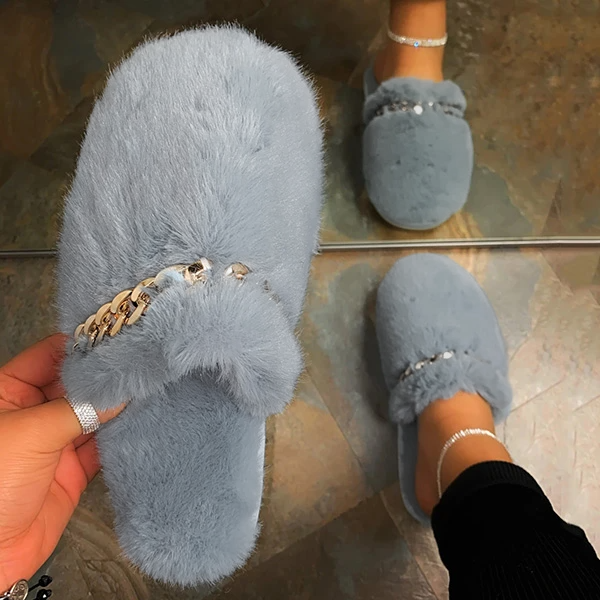 Plush Chain Cute Home Slippers