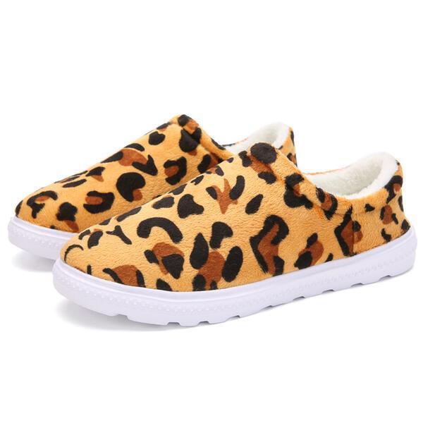 Women's Suede Flat Heel Flats Round Toe With Animal Print Splice Color shoes