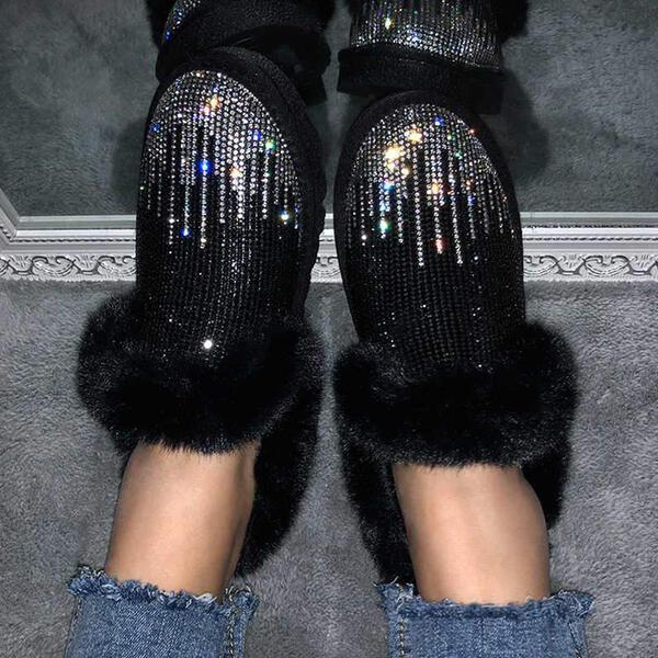 NEW! Women's Round Toe Snow Boots With Sequin Splice Color shoes