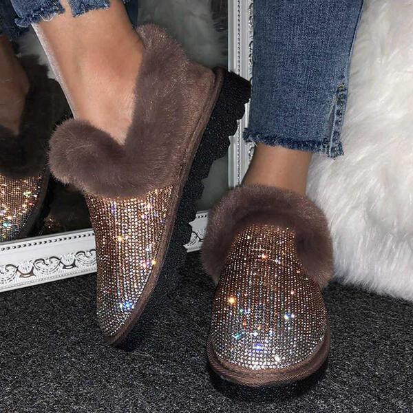NEW! Women's Round Toe Snow Boots With Sequin Splice Color shoes