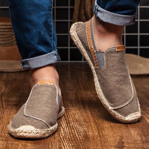 Men's Canvas Elastic Band Flats Loafers