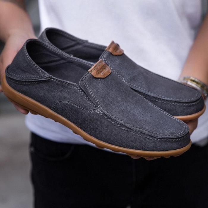 Large Size Men Canvas Collapsible Heel Non-slip Slip On Casual Shoes