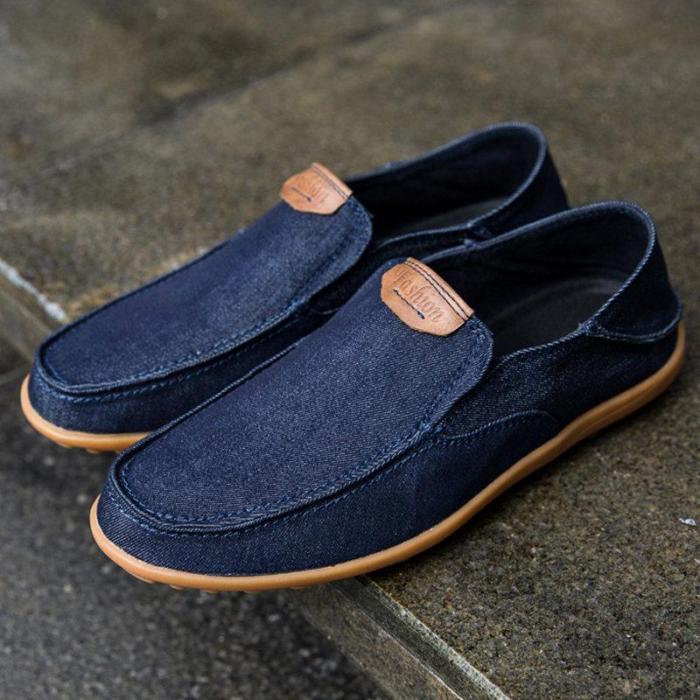 Large Size Men Canvas Collapsible Heel Non-slip Slip On Casual Shoes