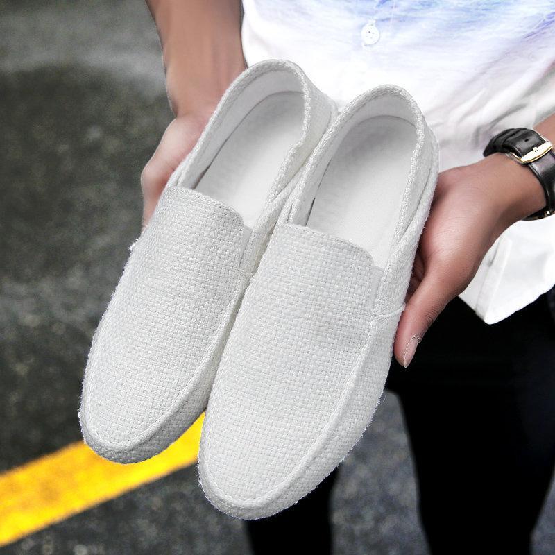 US$ 35.88 - Men's Woven Style Linen Stretch Collapsible Heel Casual Driving Shoes - www