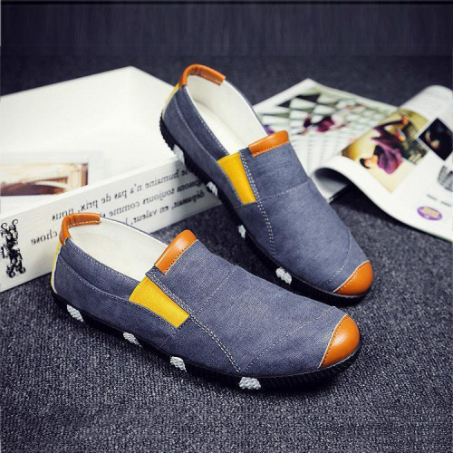Men's  Canvas Splicing Flat Elastic Slip On Soft Sole Casual Shoes