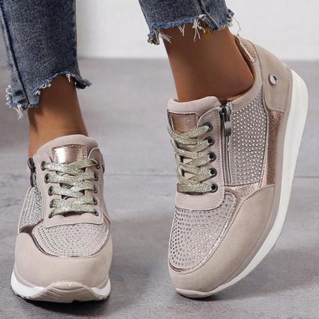 Women's Low Heel Lace Up Sneakers
