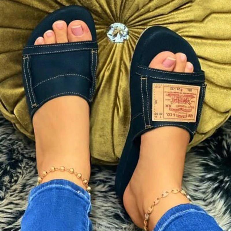 womens denim slides
