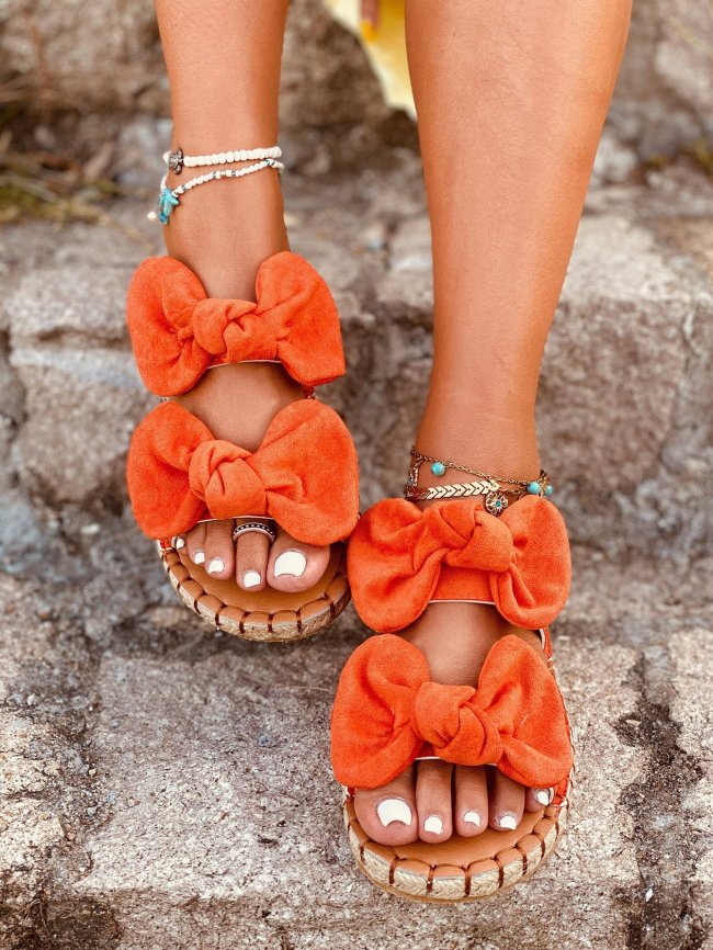 casual daily comfy bowknot slip on sandals