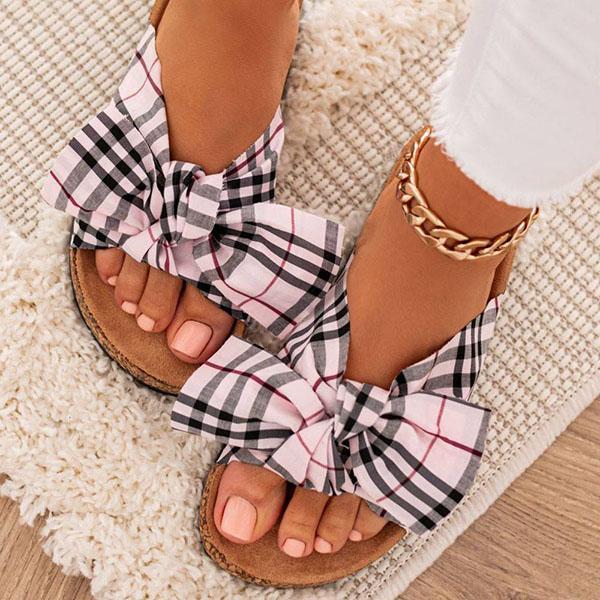 Women Comfy Classic Plaid Summer Sandals