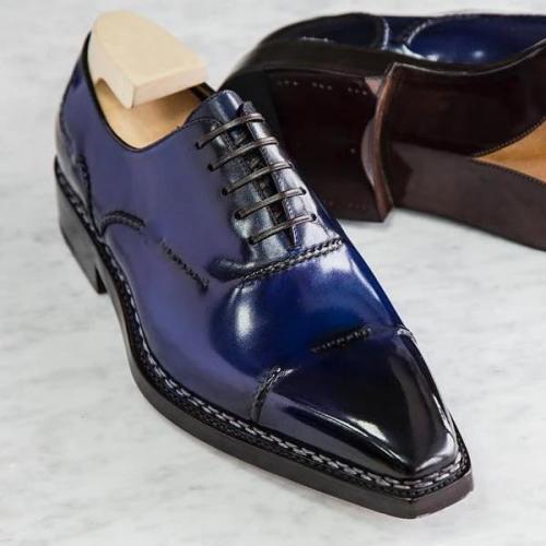 Gradient Color Effect Hand Painted Oxford Shoes Leather Shoes