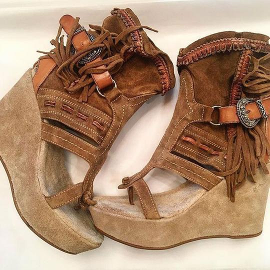 Women's Vintage Buckle Tassel Wedge Sandals