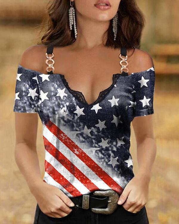 Women Sling V-collar Slim Tees Designer