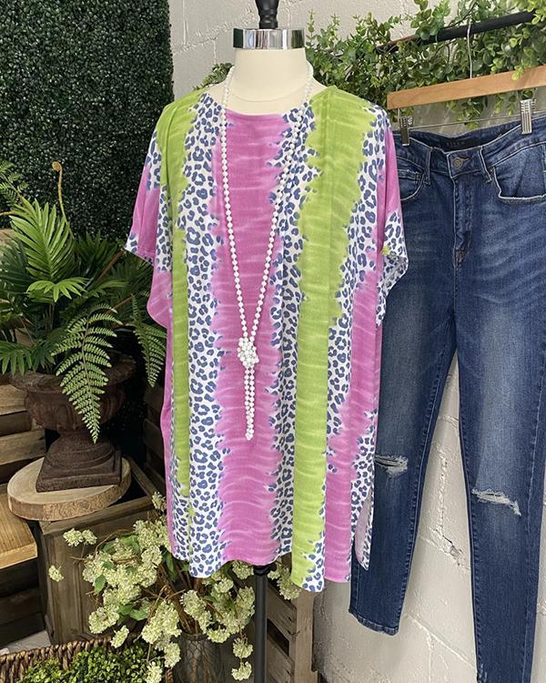 Women's Leopard Striped T-shirt Tops