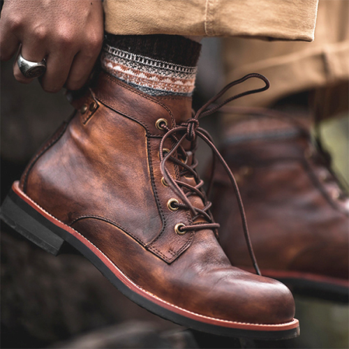 High-Top British Round Toe Business Outdoor Retro Men's Boots